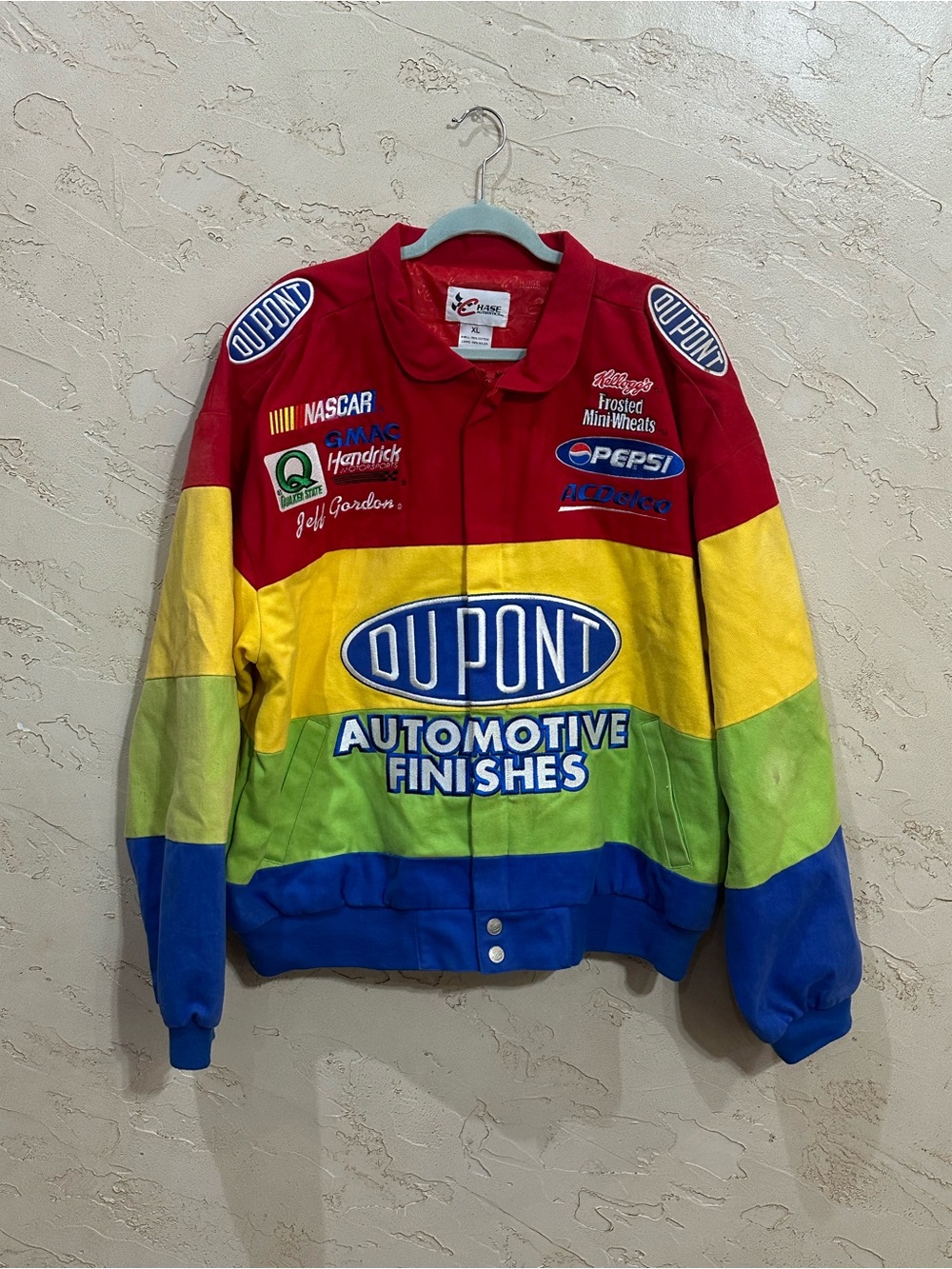 Vintage Chase Authentics DuPont Jeff Gordon NASCAR Rainbow Jacket Size XL